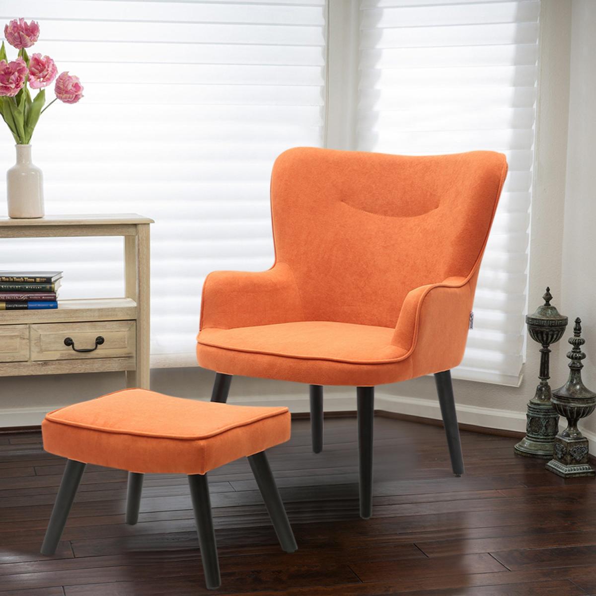 Velvet Smile Chair and Footstool - Green – image 13