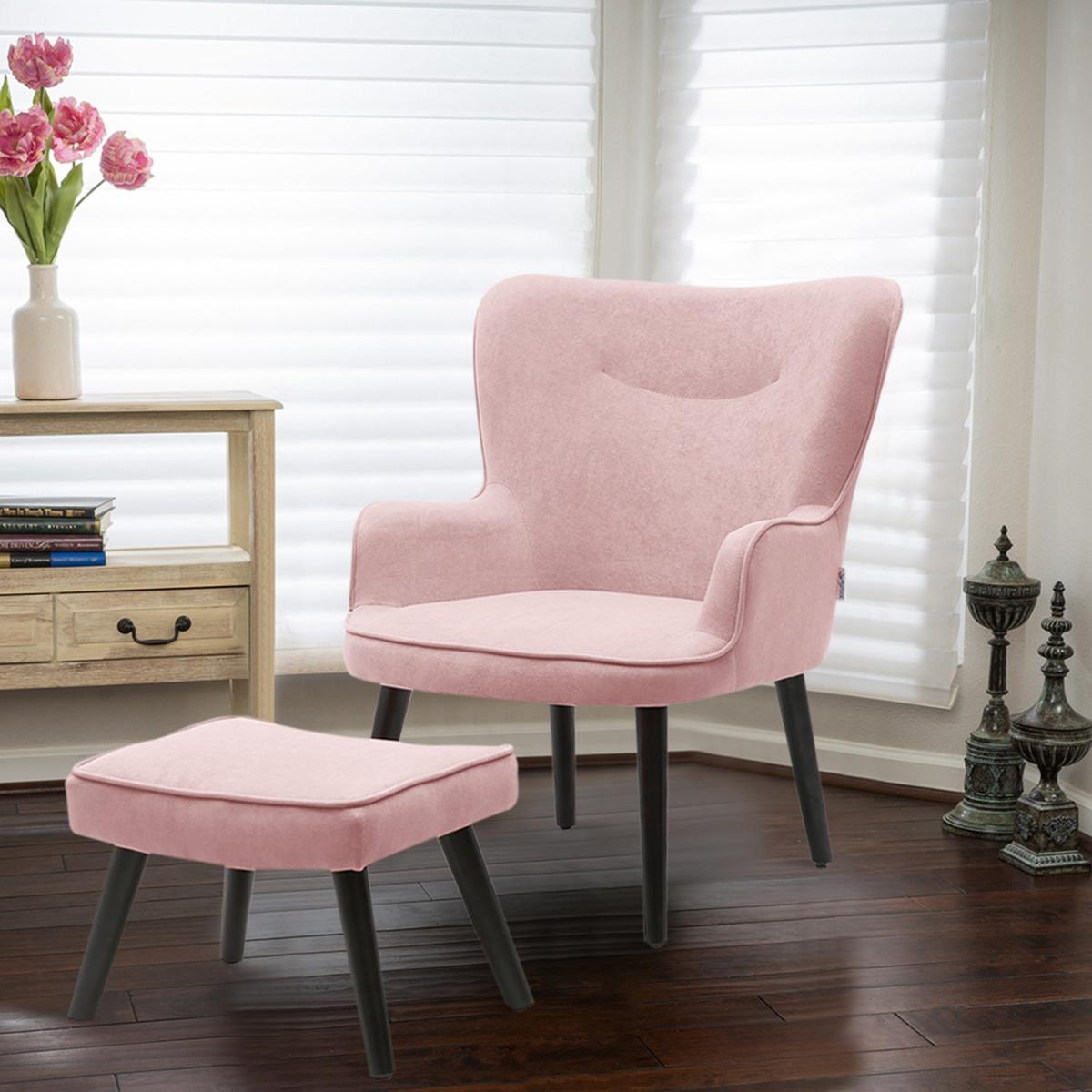 Velvet Smile Chair and Footstool - Green – image 16