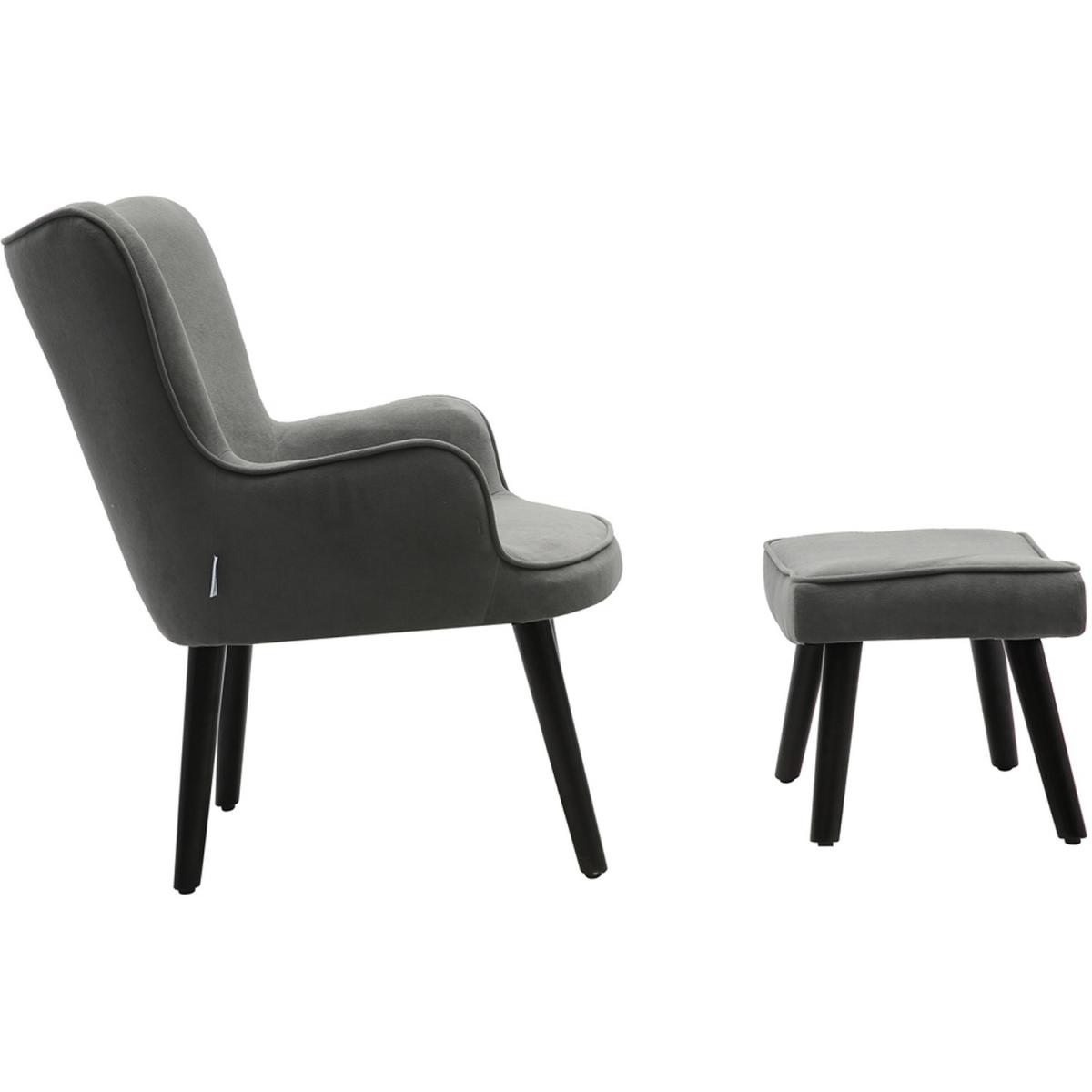 Velvet Smile Chair and Footstool - Green – image 18