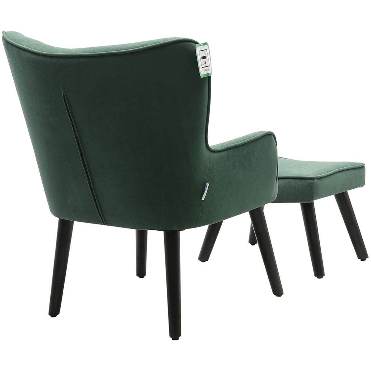Velvet Smile Chair and Footstool - Green – image 3