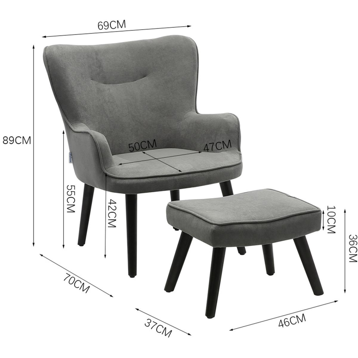 Velvet Smile Chair and Footstool - Green – image 21