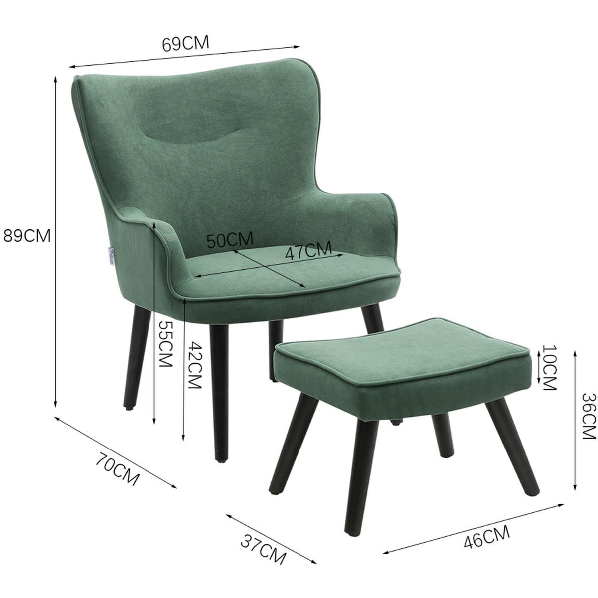 Velvet Smile Chair and Footstool - Green – image 5