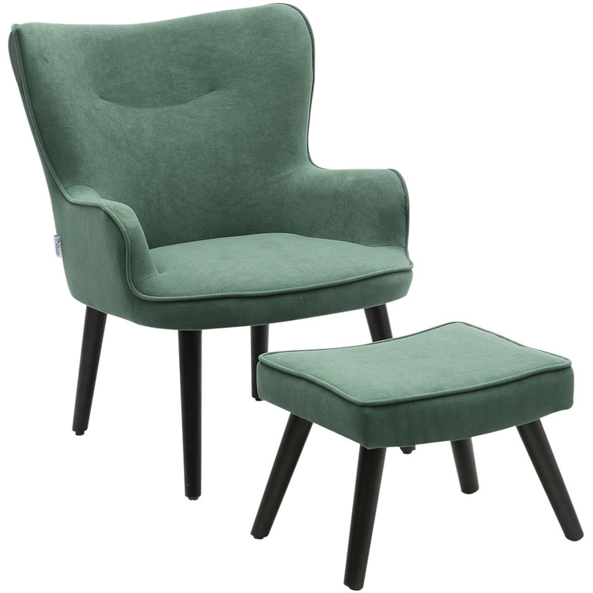 Velvet Smile Chair and Footstool - Green – image 7
