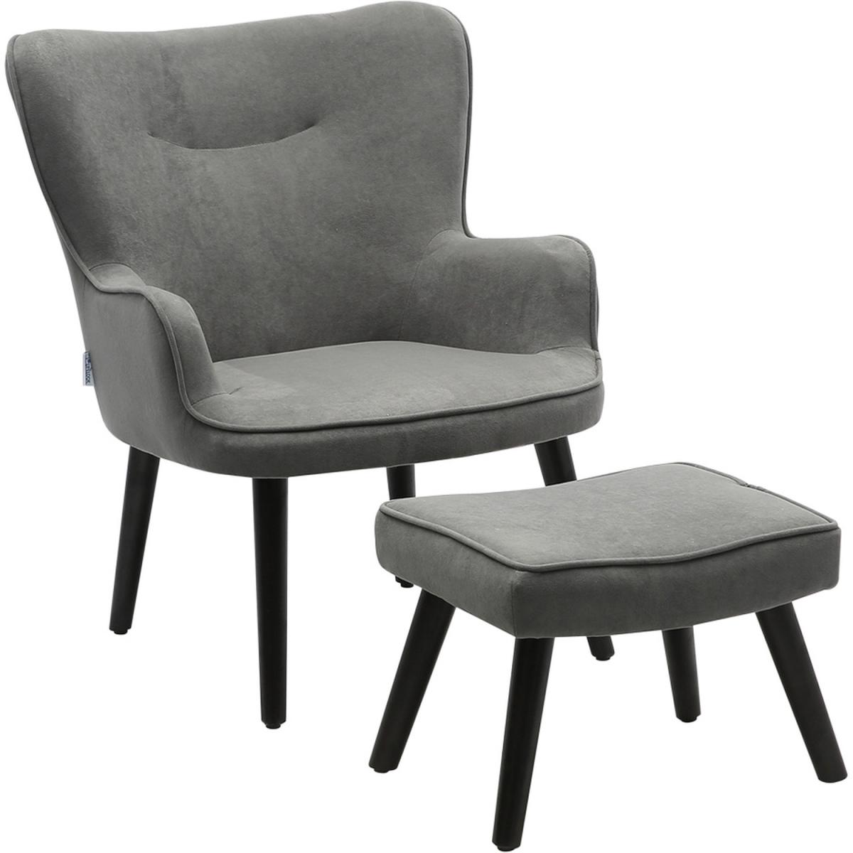 Velvet Smile Chair and Footstool - Green – image 9