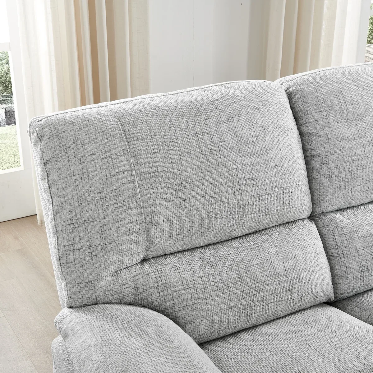 Oxford Grey Fabric Electric Reclining 3 Seater + 2 Armchairs - Grey – image 4