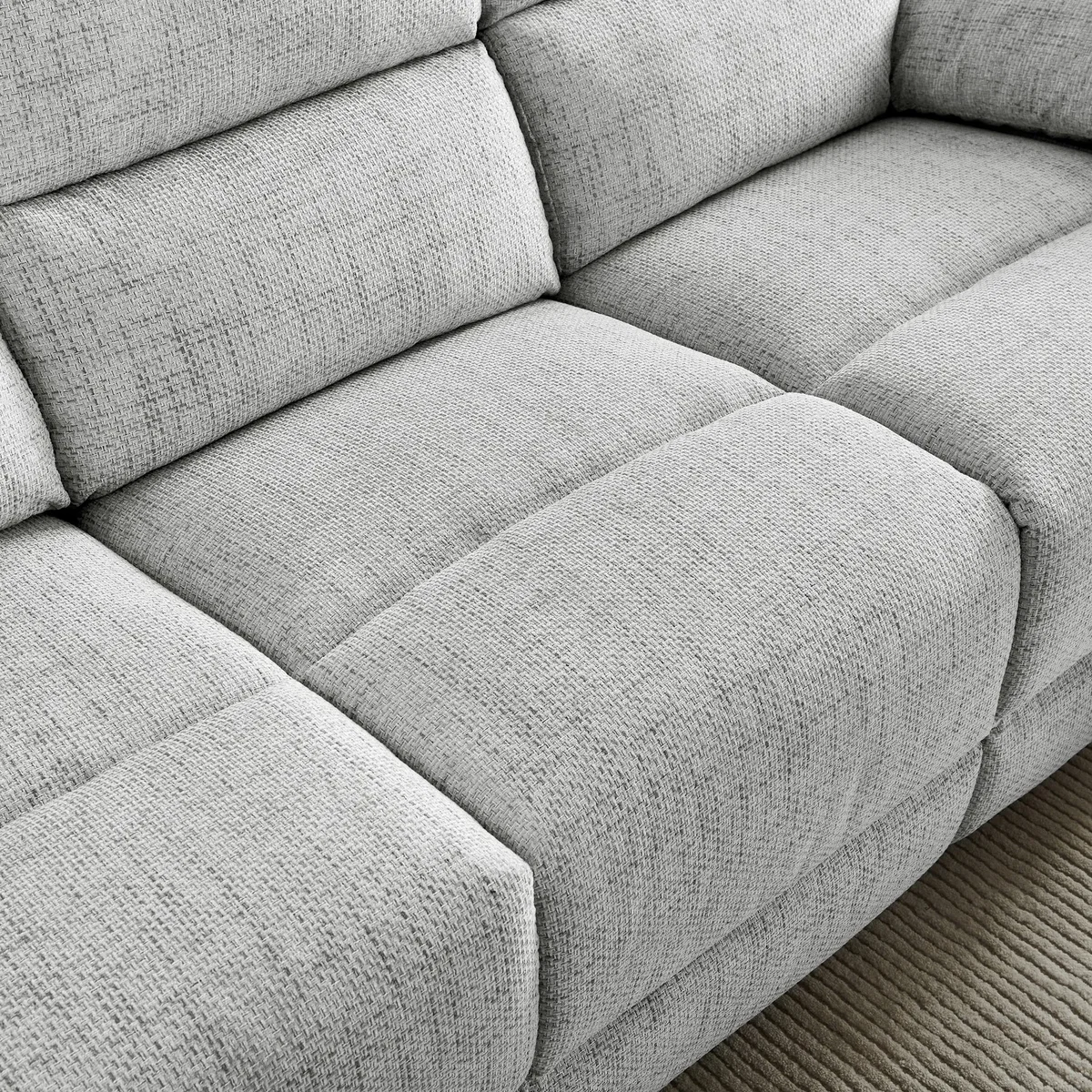 Oxford Grey Fabric Electric Reclining 3 Seater + 2 Armchairs - Grey – image 5