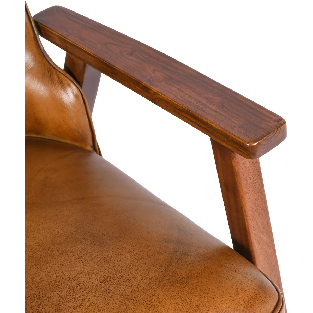 High Back Genuine Leather Accent Armchair - Brown – image 4