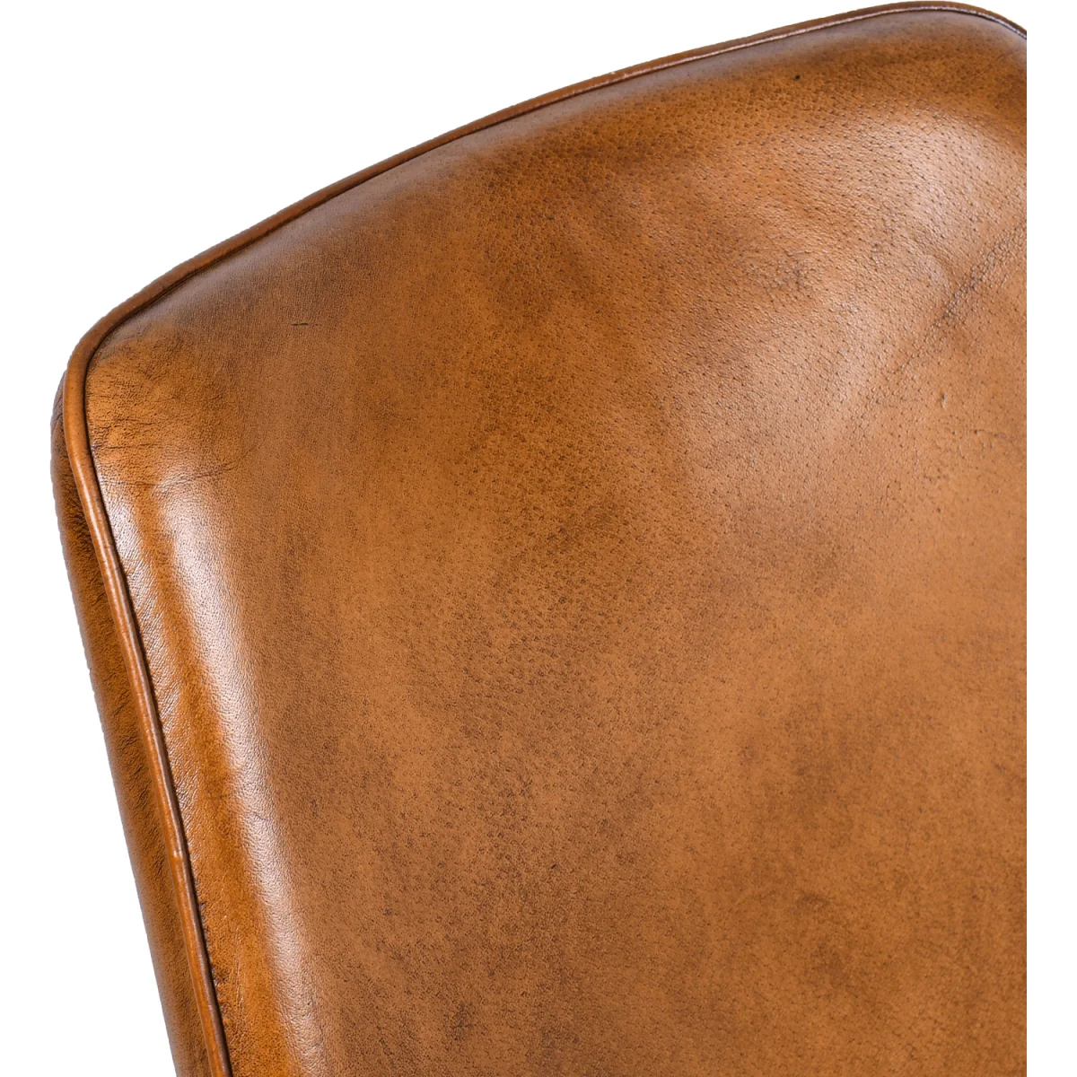 High Back Genuine Leather Accent Armchair - Brown – image 5