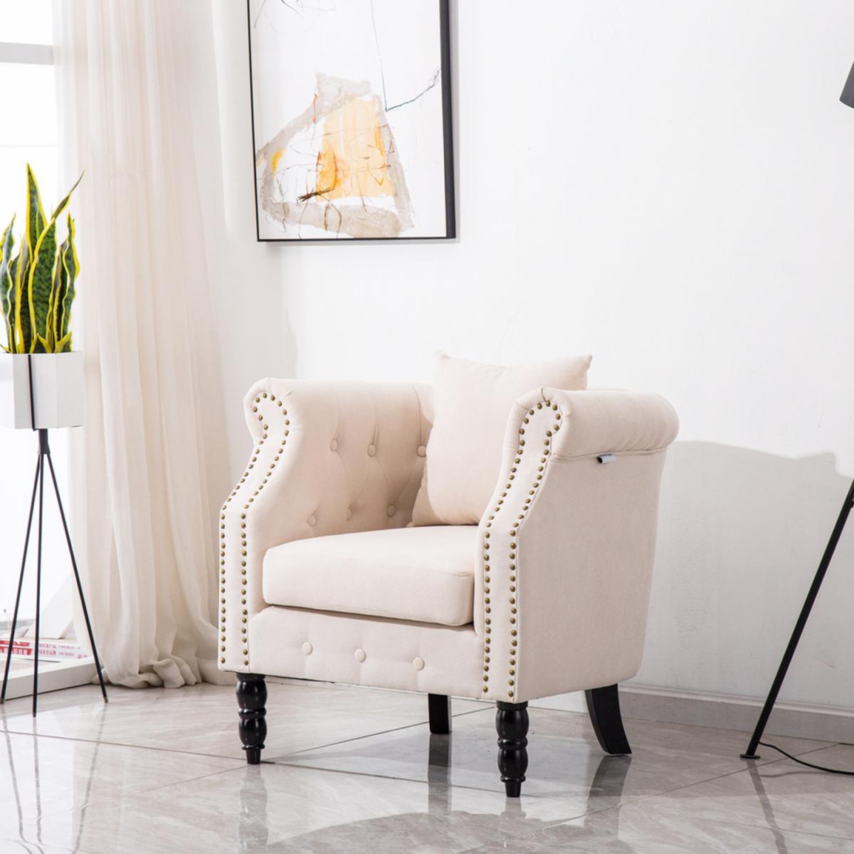 Cashmere Linen Arm Chair - Beige – image 6