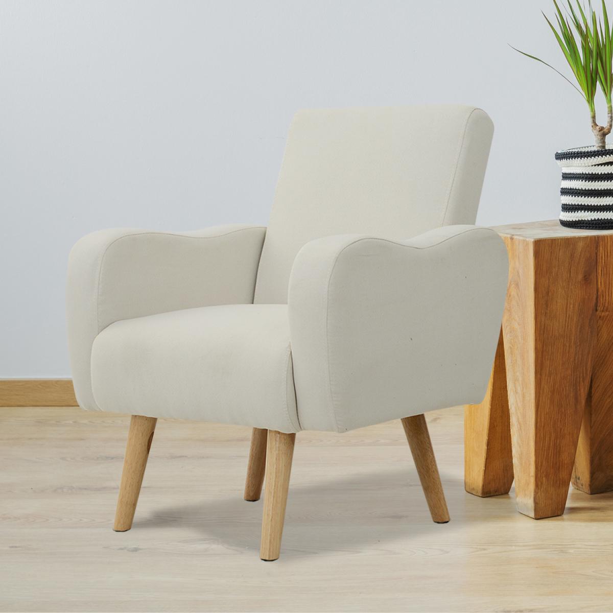 Linen Nordic Armchair Sofa Chair - Cream White – image 2