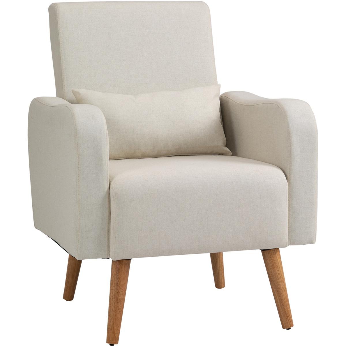 Linen Nordic Armchair Sofa Chair - Cream White – image 3