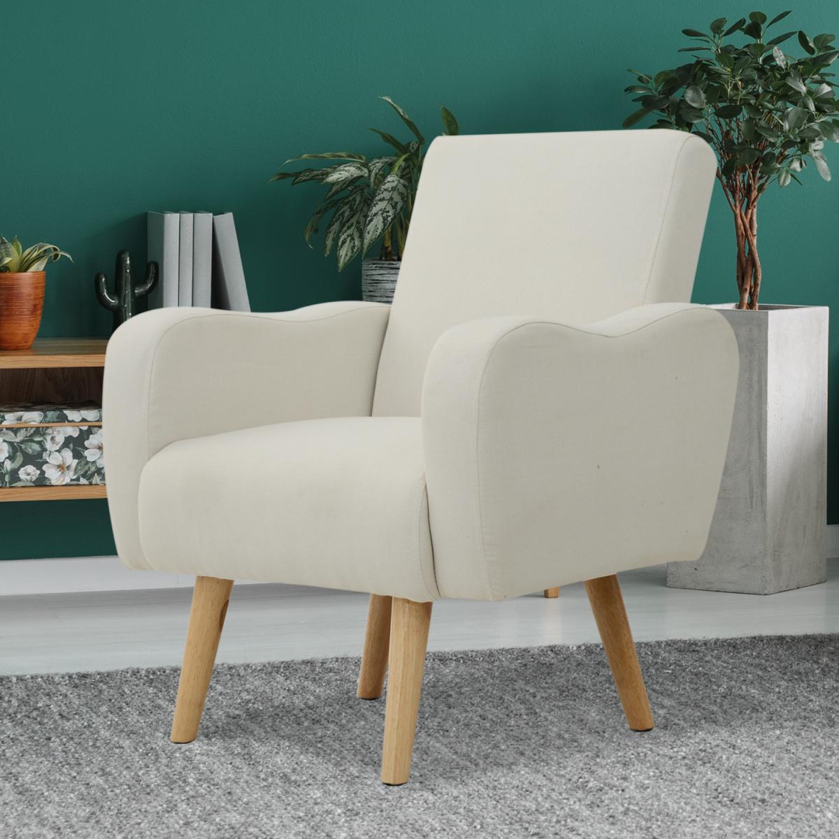 Linen Nordic Armchair Sofa Chair - Cream White – image 1