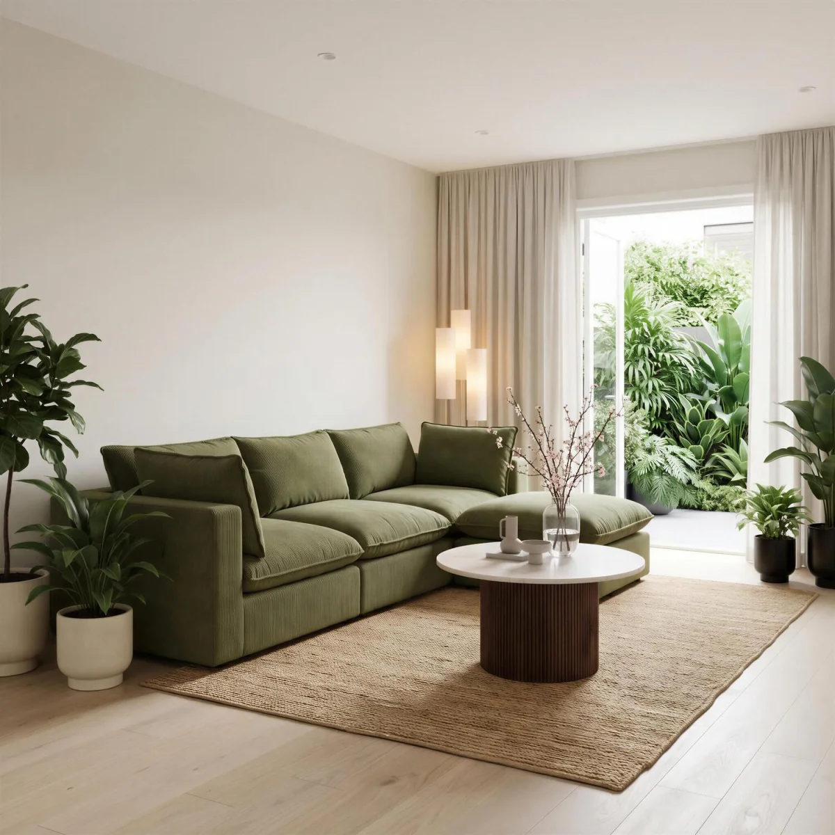 Echo Linen-Look Fabric Armless Armchair for Modular Sofa - Green – image 4