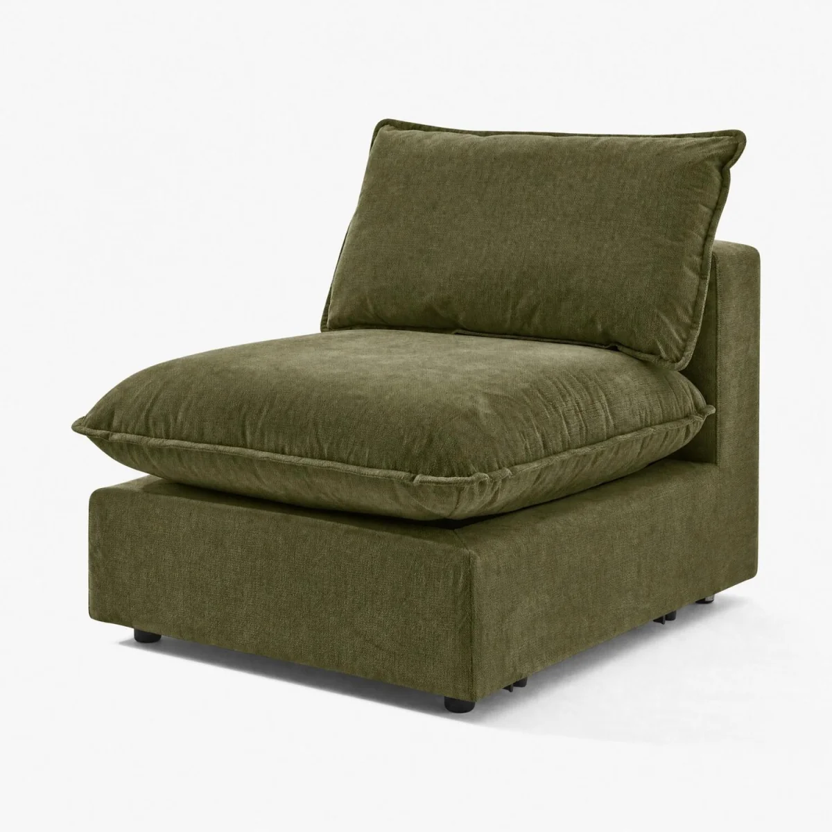 Echo Linen-Look Fabric Armless Armchair for Modular Sofa - Green – image 5