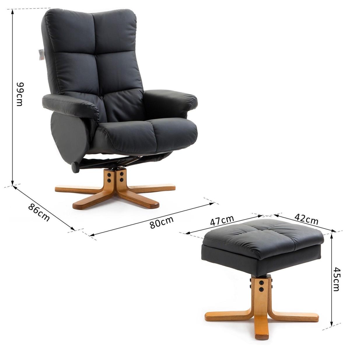Recliner Chair with Ottoman Footrest - Black – image 2