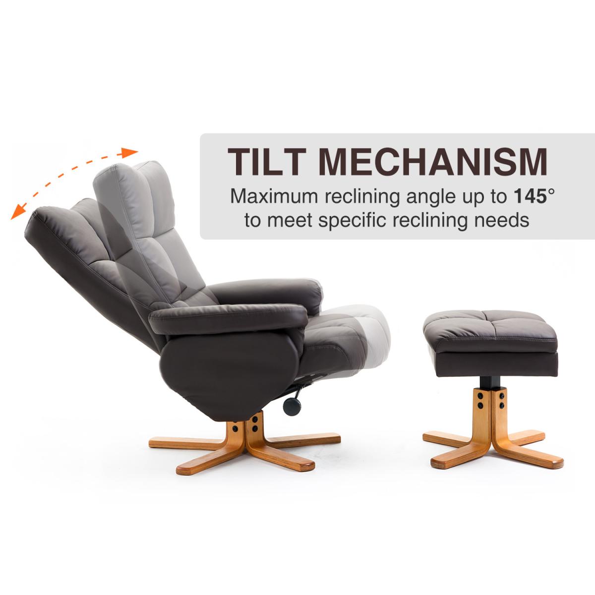 Recliner Chair with Ottoman Footrest - Black – image 11