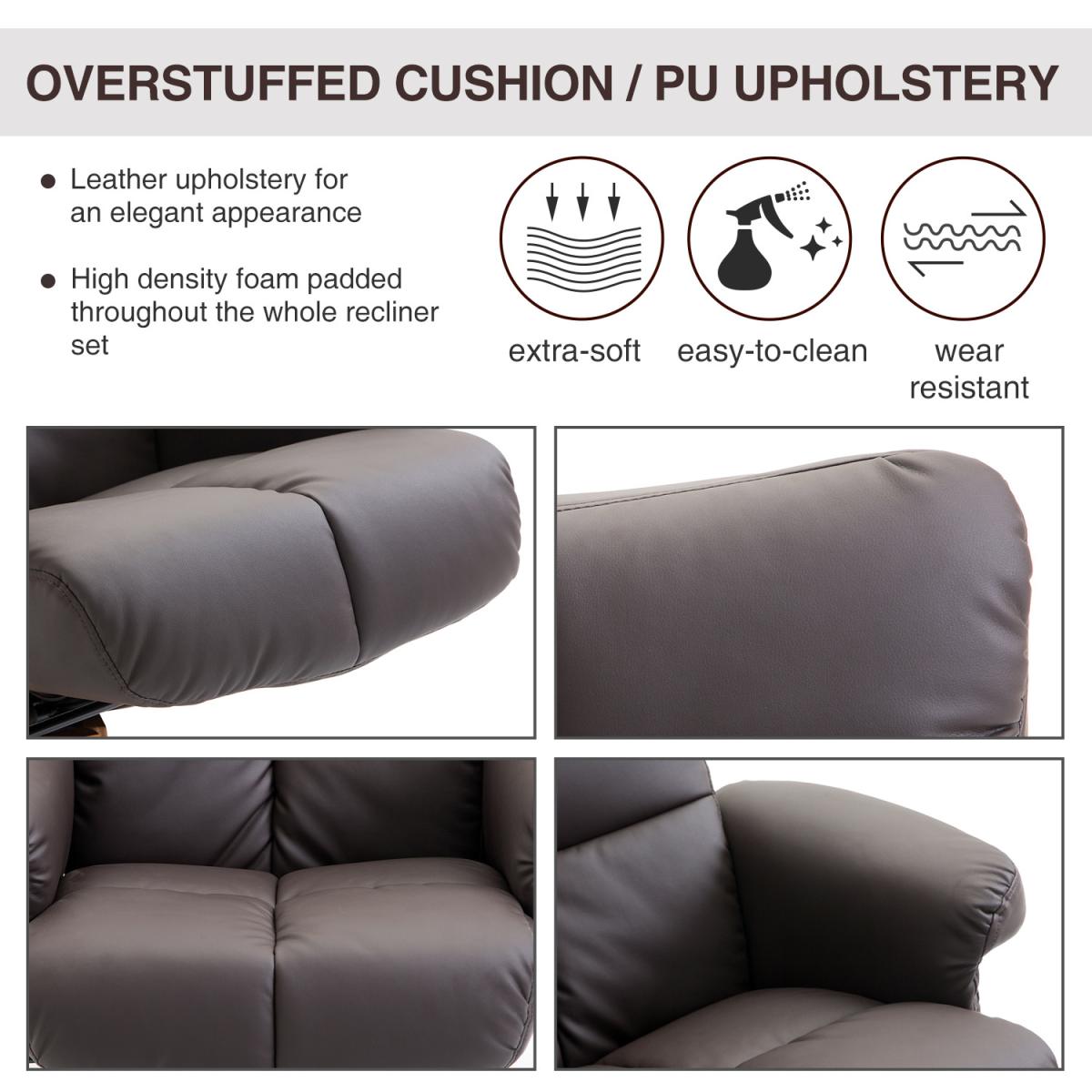Recliner Chair with Ottoman Footrest - Black – image 12