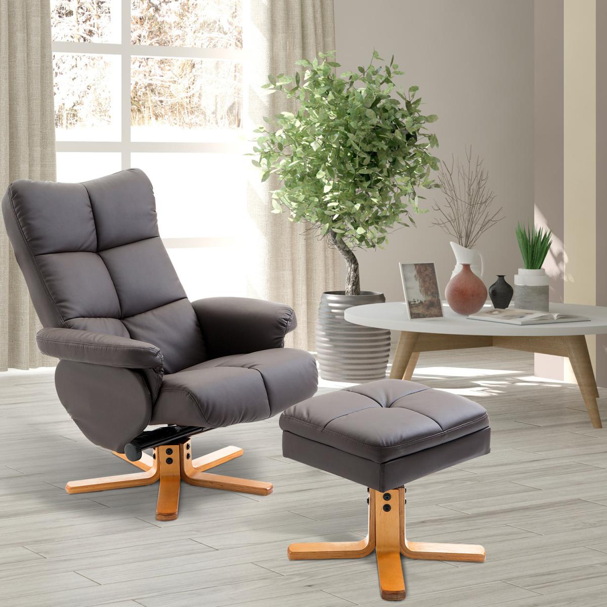 Recliner Chair with Ottoman Footrest - Black – image 14