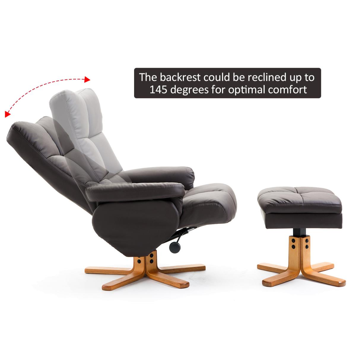 Recliner Chair with Ottoman Footrest - Black – image 3