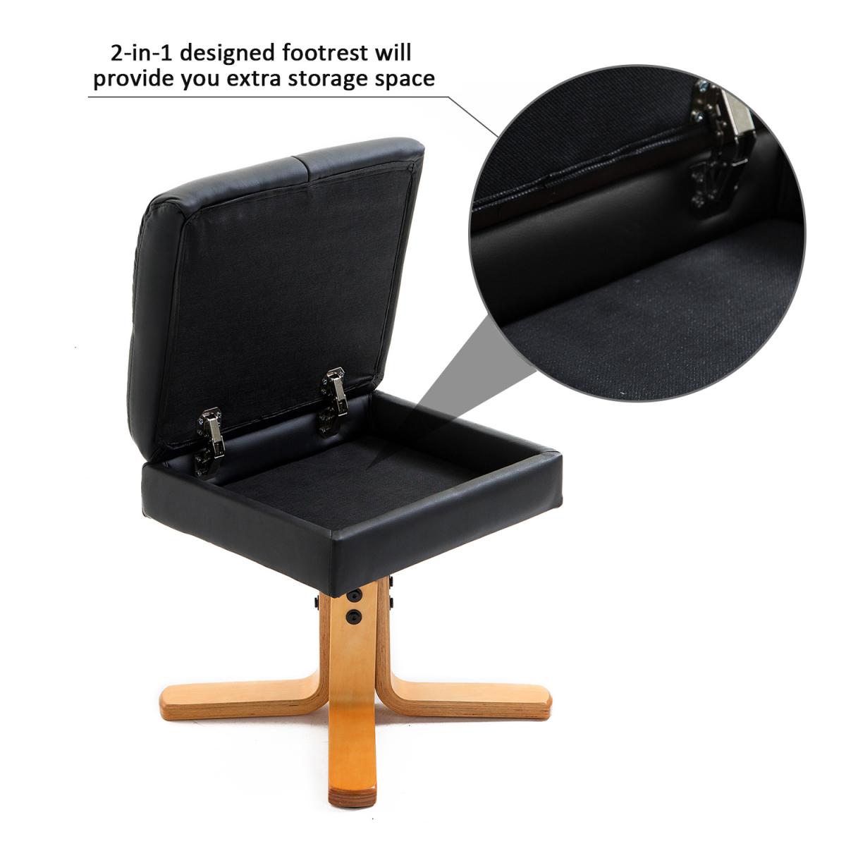 Recliner Chair with Ottoman Footrest - Black – image 5
