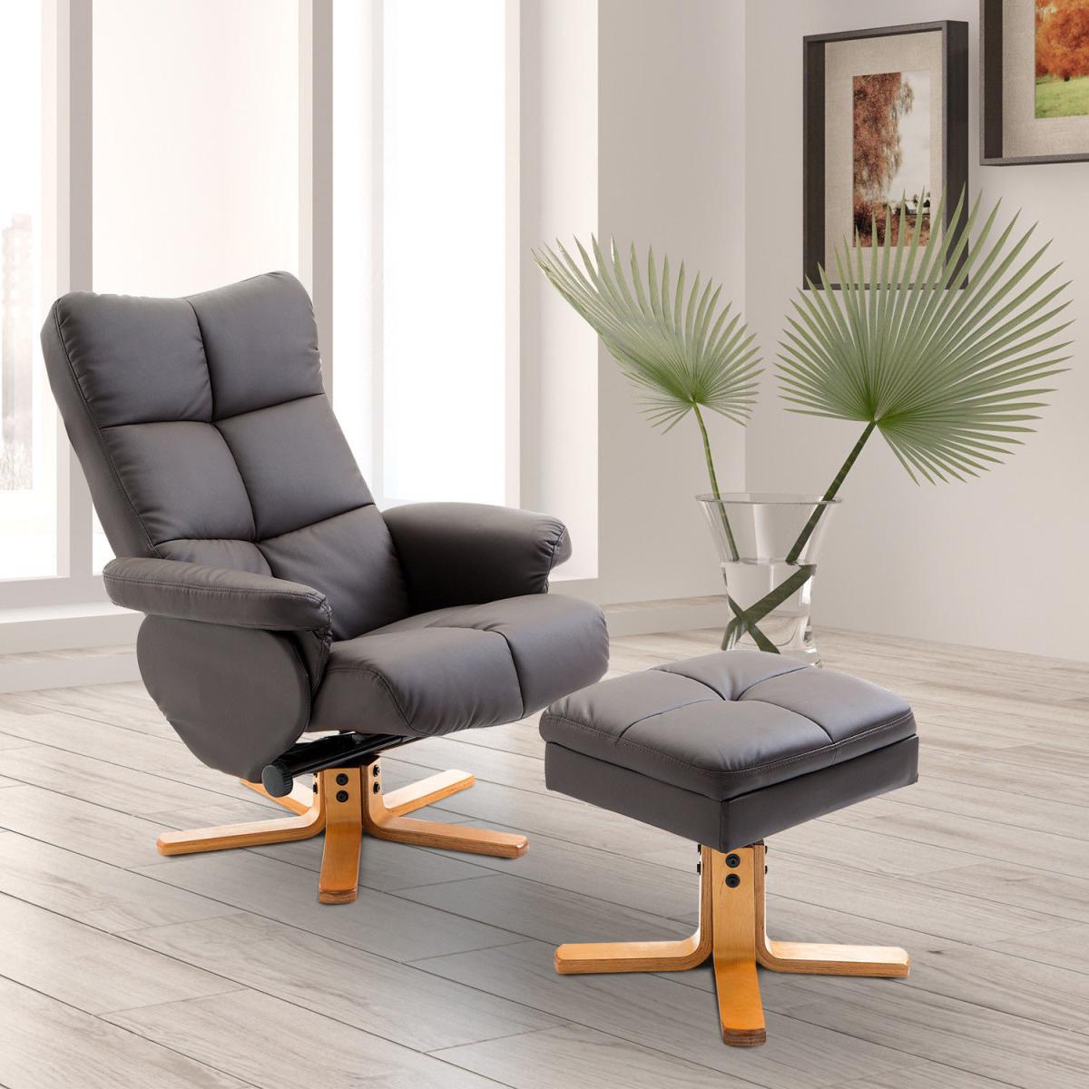 Recliner Chair with Ottoman Footrest - Black – image 7