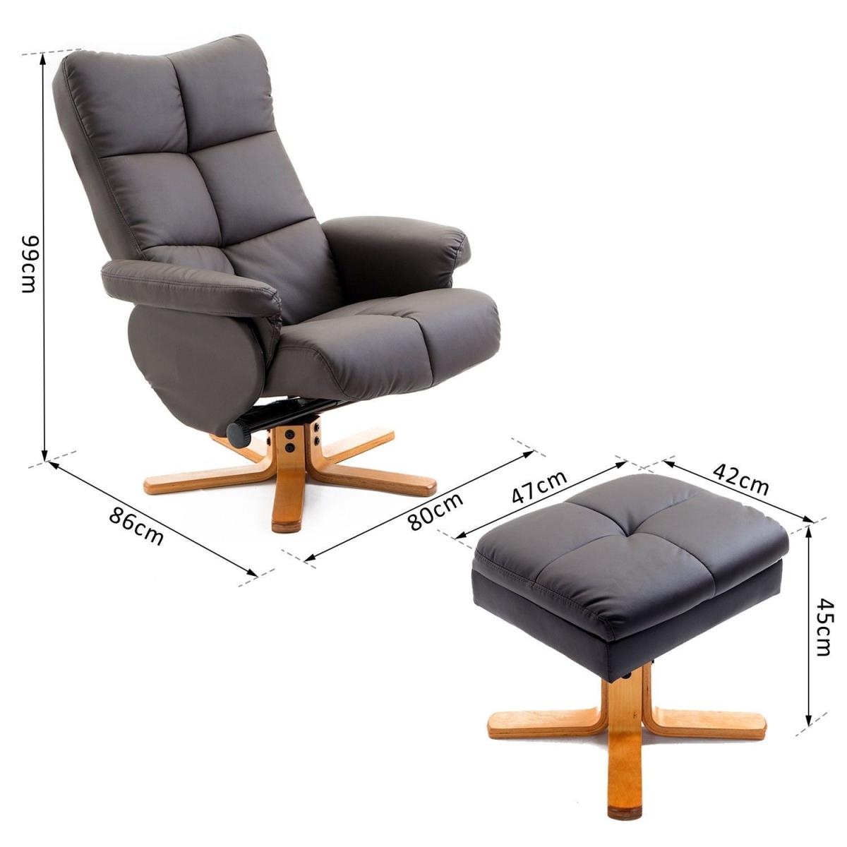 Recliner Chair with Ottoman Footrest - Black – image 9