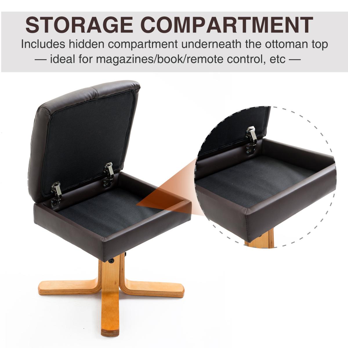 Recliner Chair with Ottoman Footrest - Black – image 10