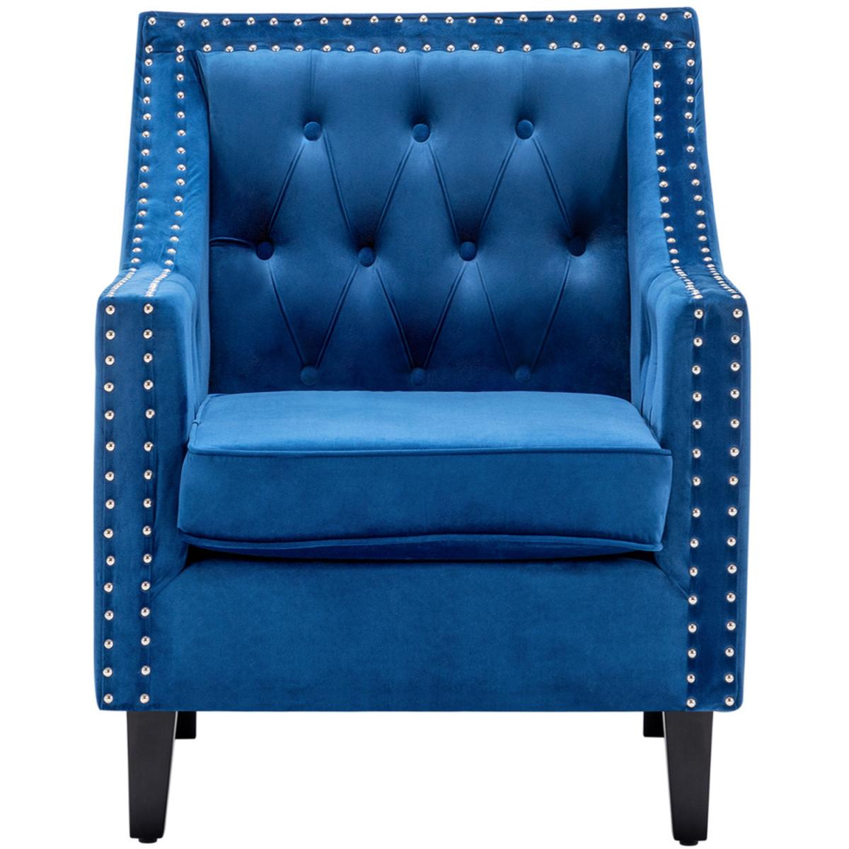 Buttoned Tufted Armchair - Royal Blue – image 2