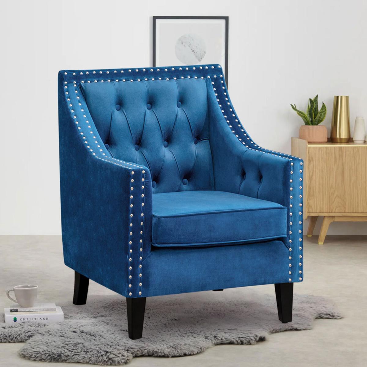Buttoned Tufted Armchair - Royal Blue – image 6