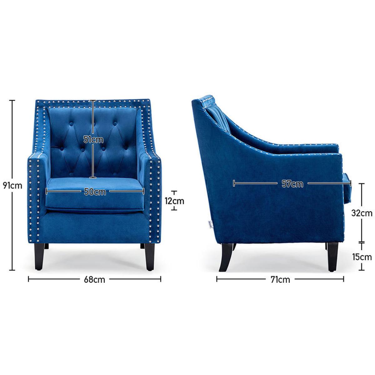 Buttoned Tufted Armchair - Royal Blue – image 7