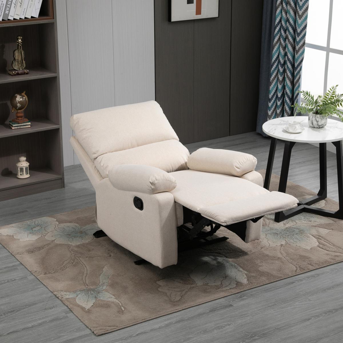 Double Padded Manual Recliner Armchair - Beige – image 5