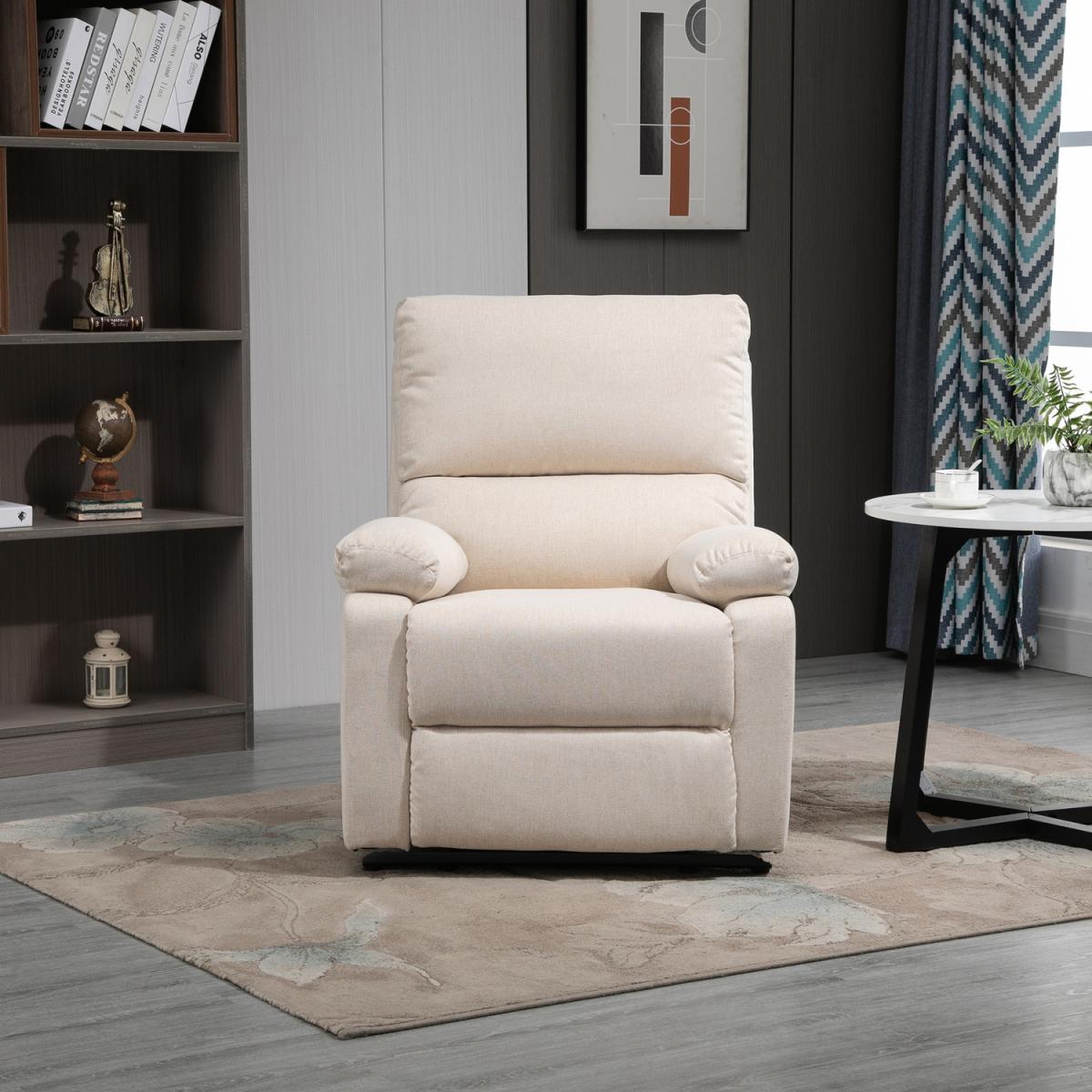 Double Padded Manual Recliner Armchair - Beige – image 1