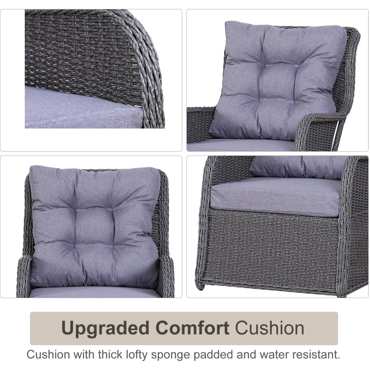 Outdoor 5 Piece PE Rattan 2 Curved Armchairs - Grey – image 4