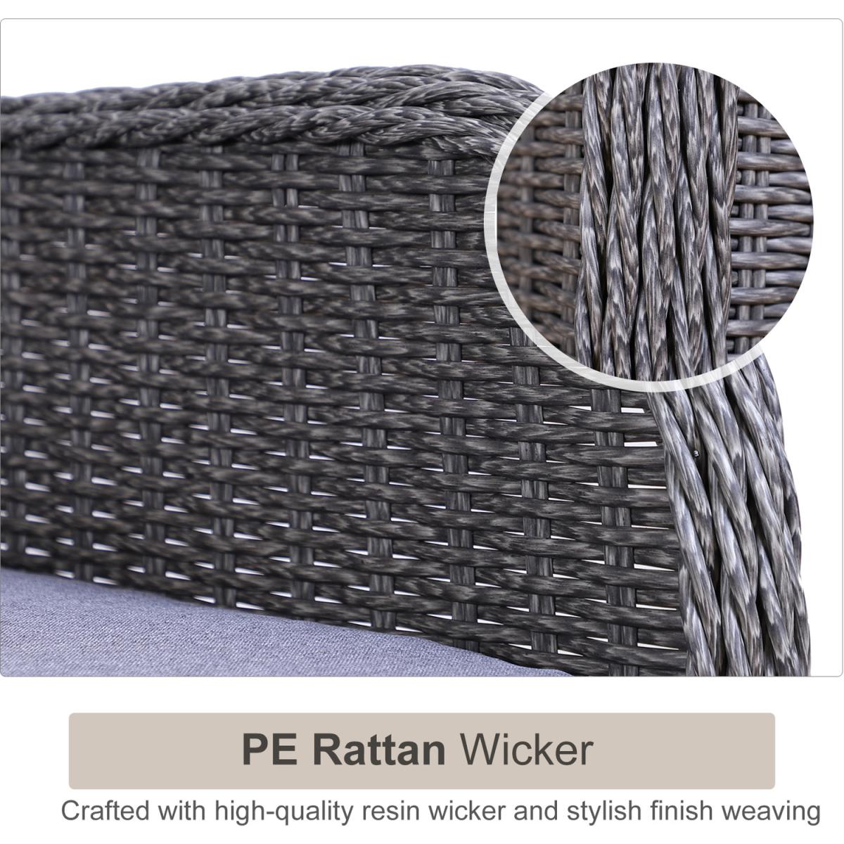 Outdoor 5 Piece PE Rattan 2 Curved Armchairs - Grey – image 5
