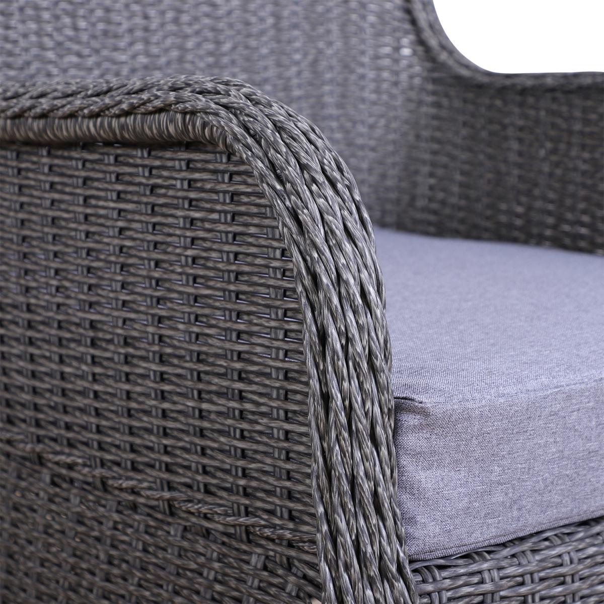 Outdoor 5 Piece PE Rattan 2 Curved Armchairs - Grey – image 7
