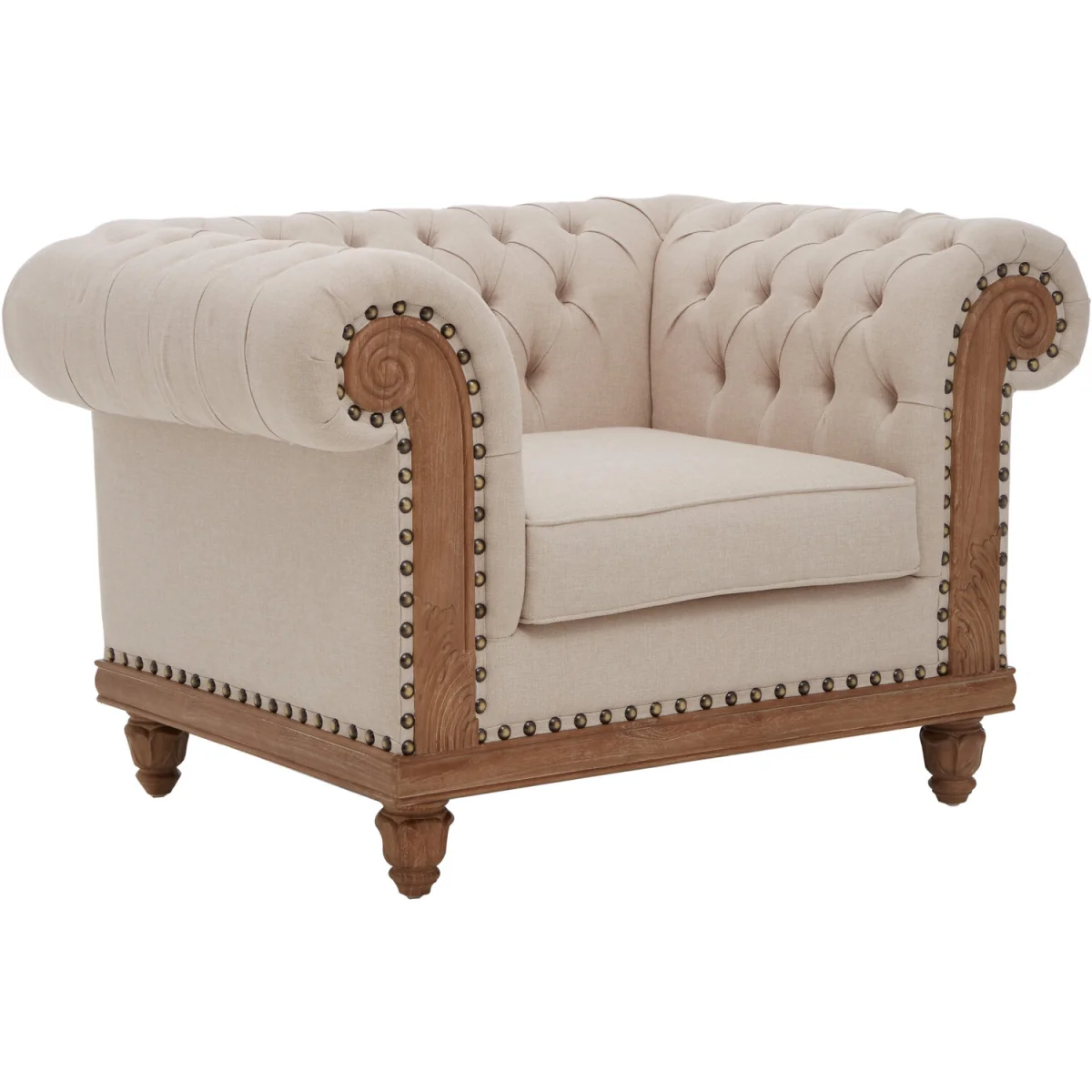 Cabra Chesterfield Cream Armchair - Cream – image 2