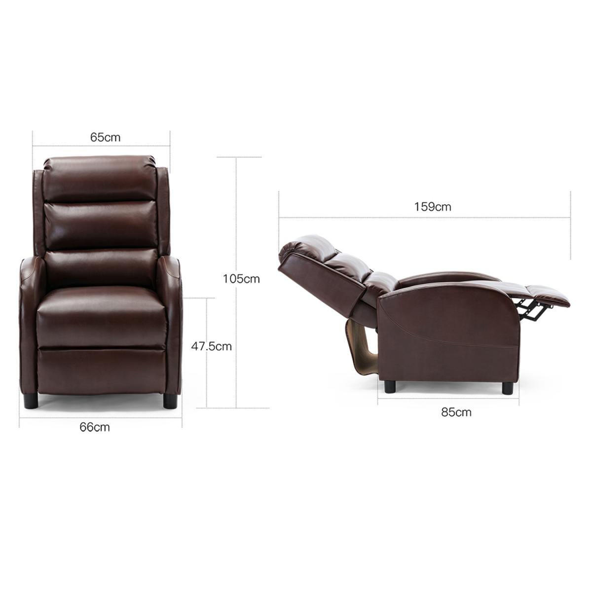 Norton Bonded Leather Pushback Recliner Armchair - Brown – image 2