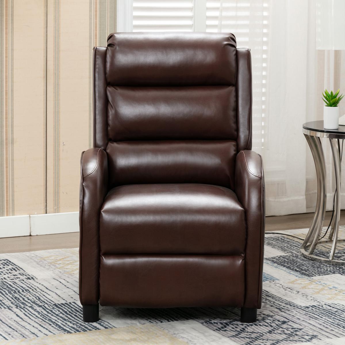 Norton Bonded Leather Pushback Recliner Armchair - Brown – image 3