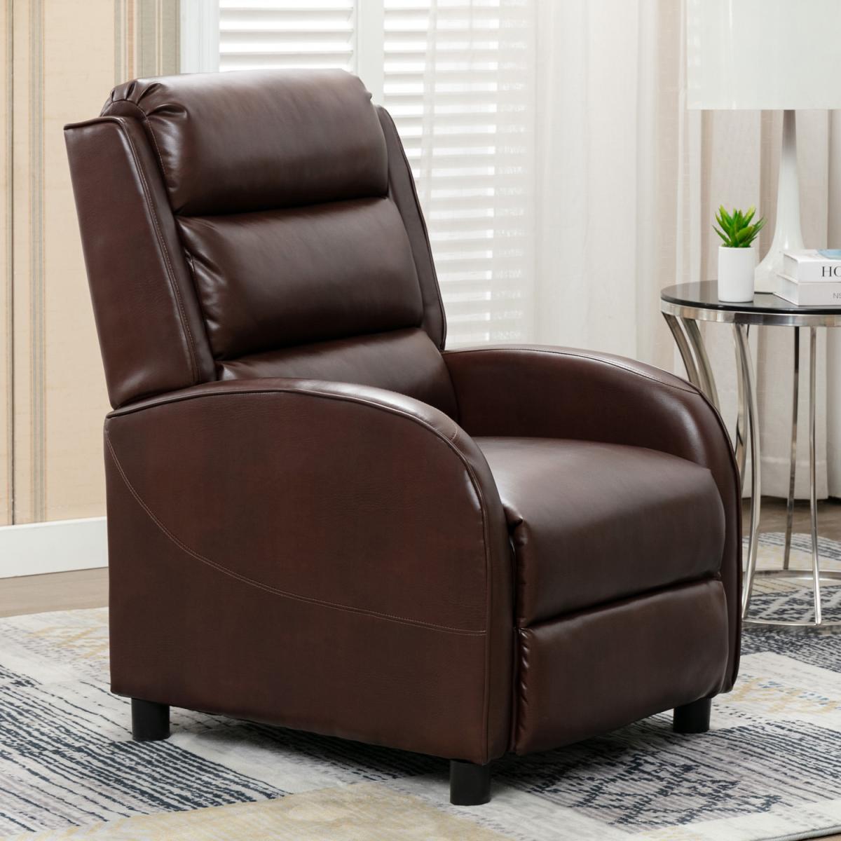 Norton Bonded Leather Pushback Recliner Armchair - Brown – image 4