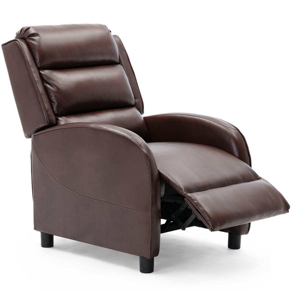 Norton Bonded Leather Pushback Recliner Armchair - Brown – image 8