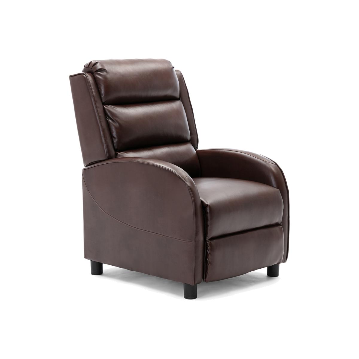 Norton Bonded Leather Pushback Recliner Armchair - Brown – image 1
