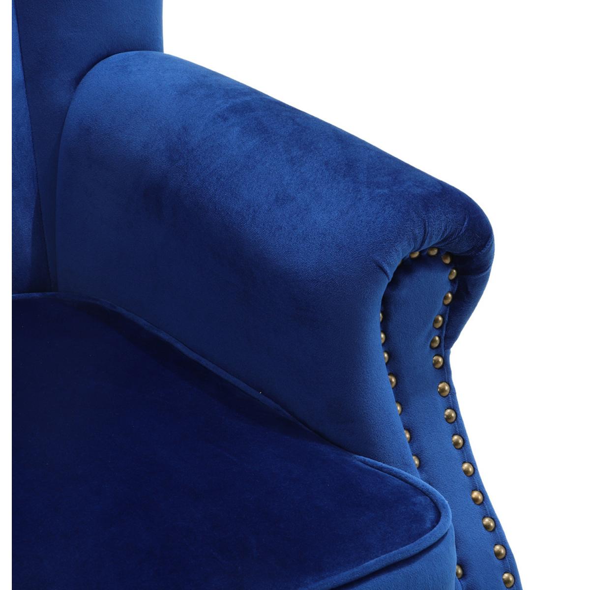 Velvet Channel Occasional Armchair Sofa Chair - Blue – image 2