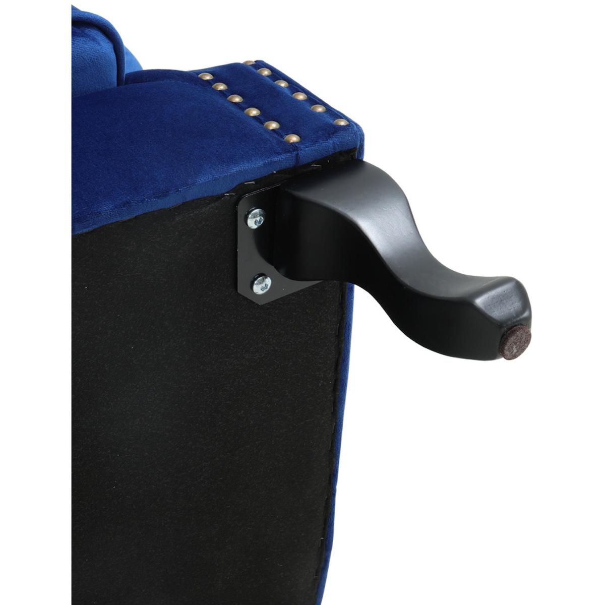 Velvet Channel Occasional Armchair Sofa Chair - Blue – image 3