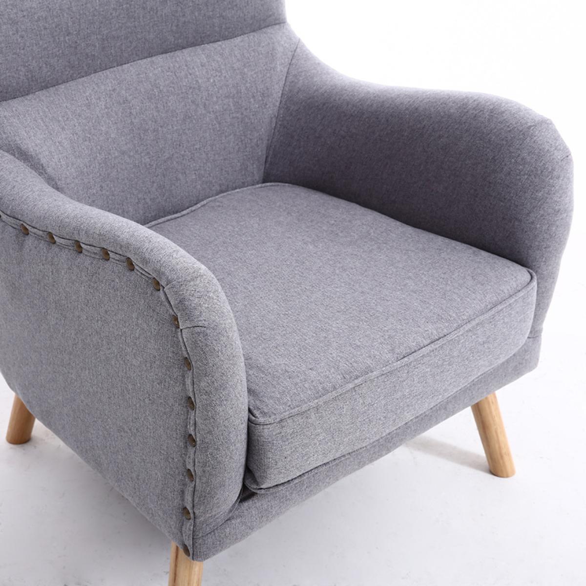 Linen Wing Back Chair and Footstool – image 3