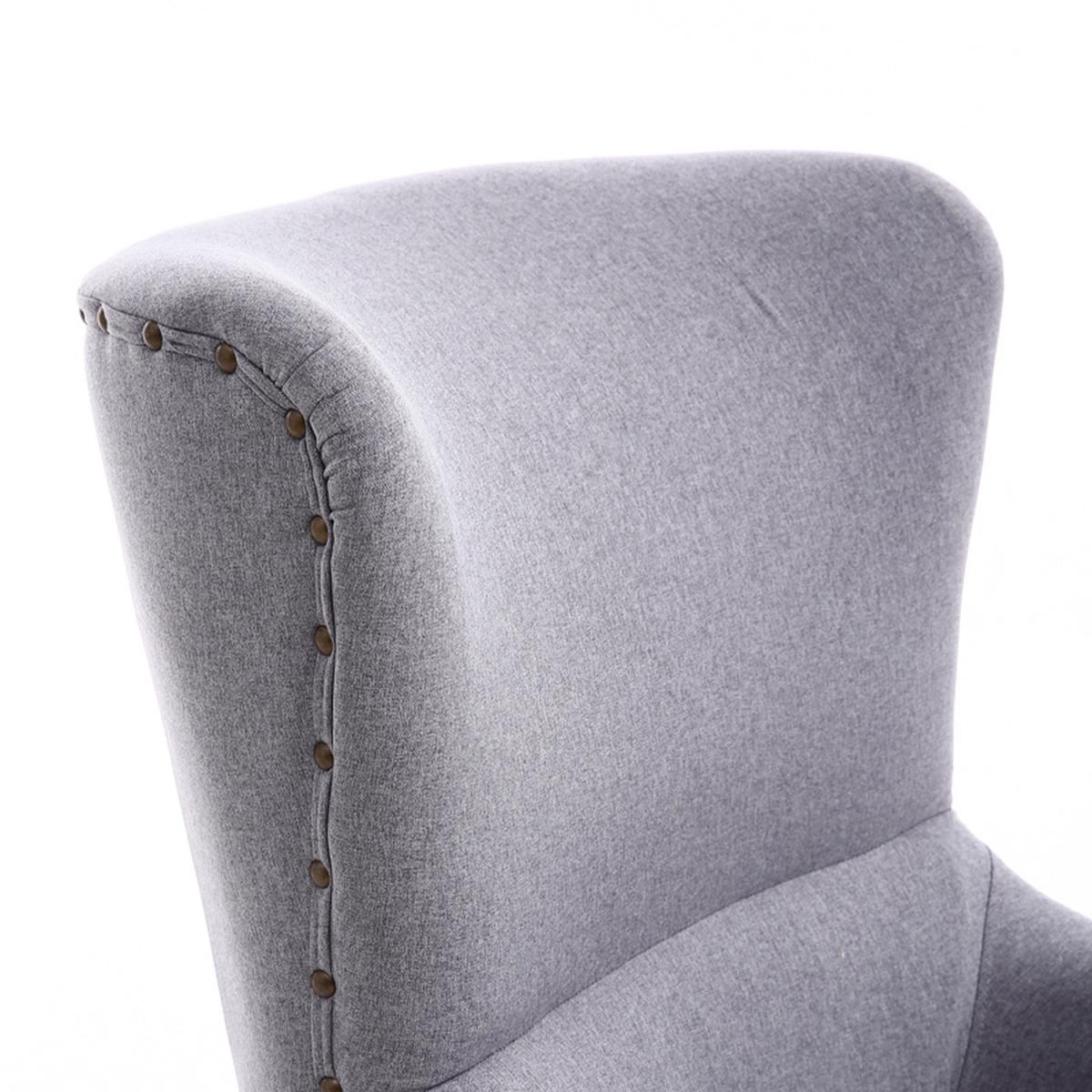 Linen Wing Back Chair and Footstool – image 4