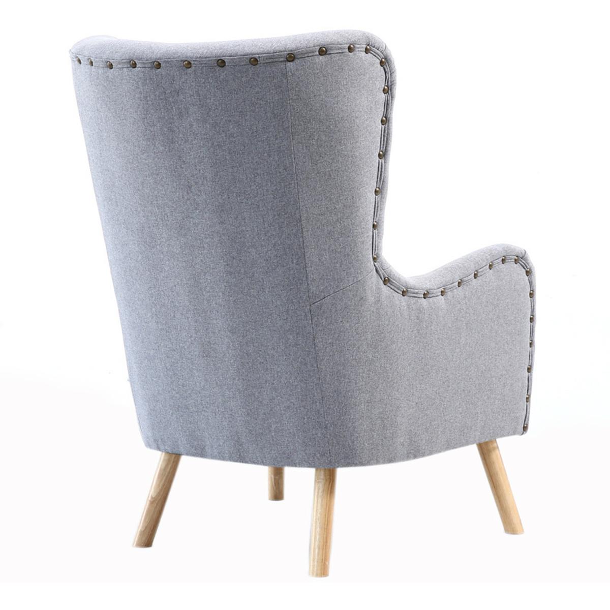 Linen Wing Back Chair and Footstool – image 5
