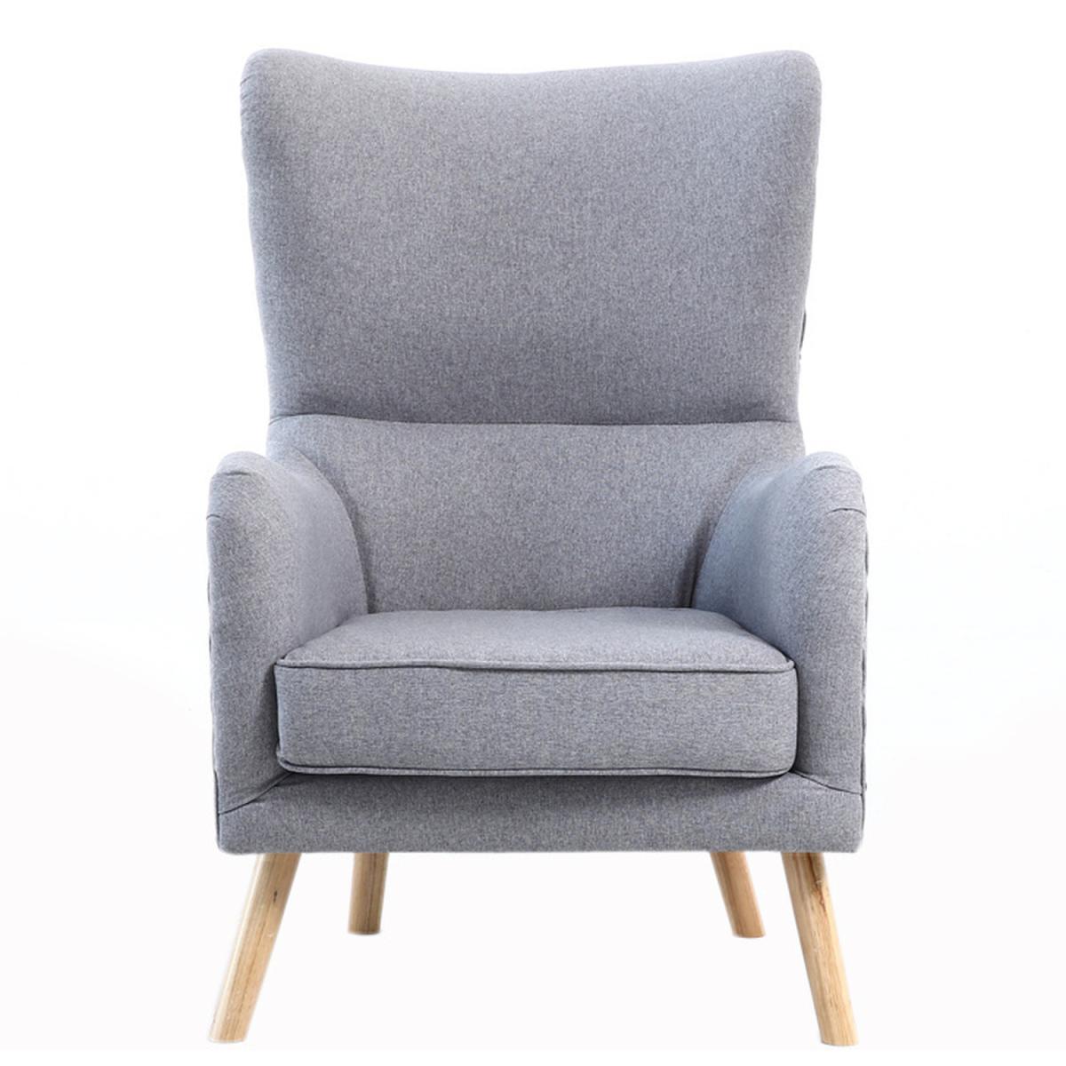 Linen Wing Back Chair and Footstool – image 6
