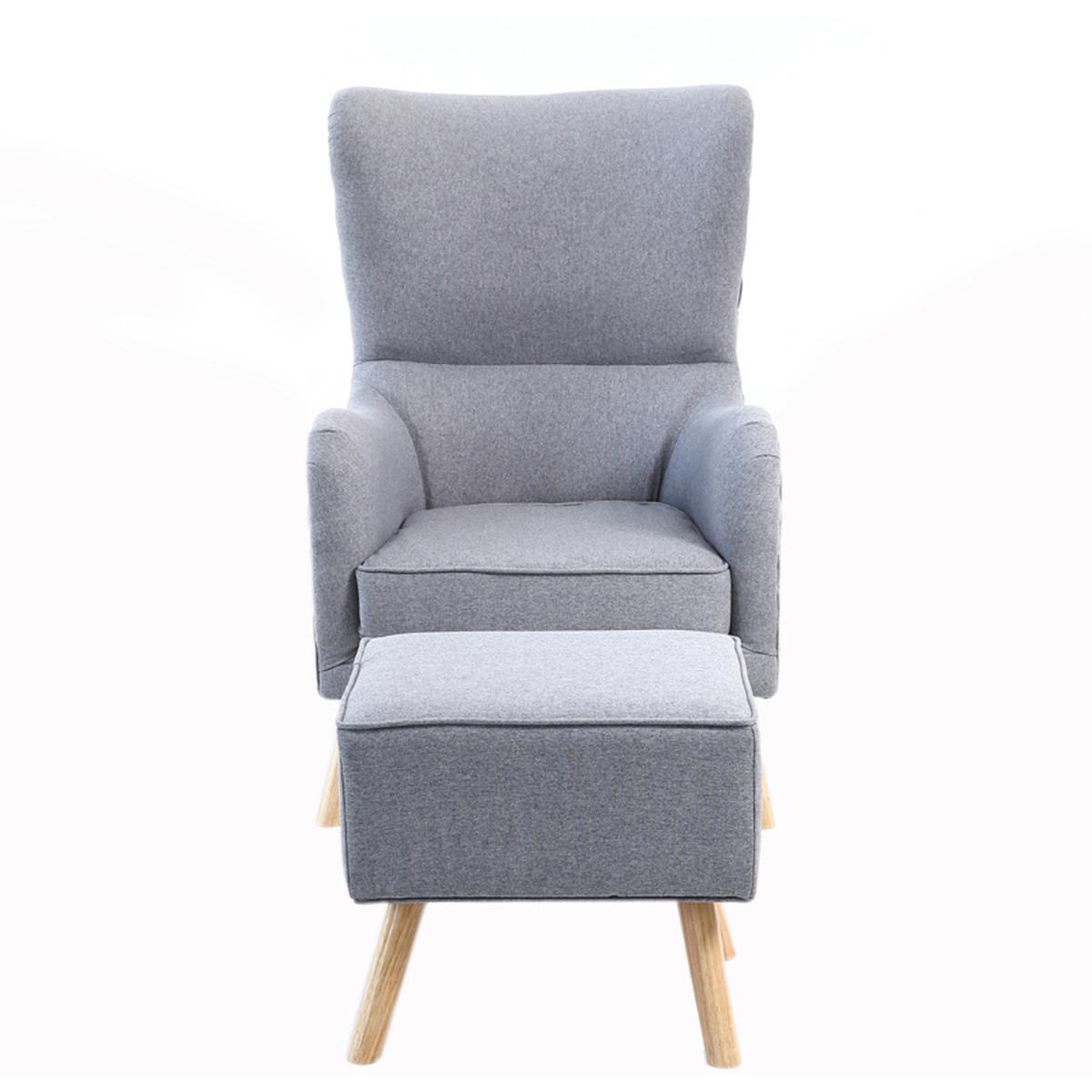 Linen Wing Back Chair and Footstool – image 7