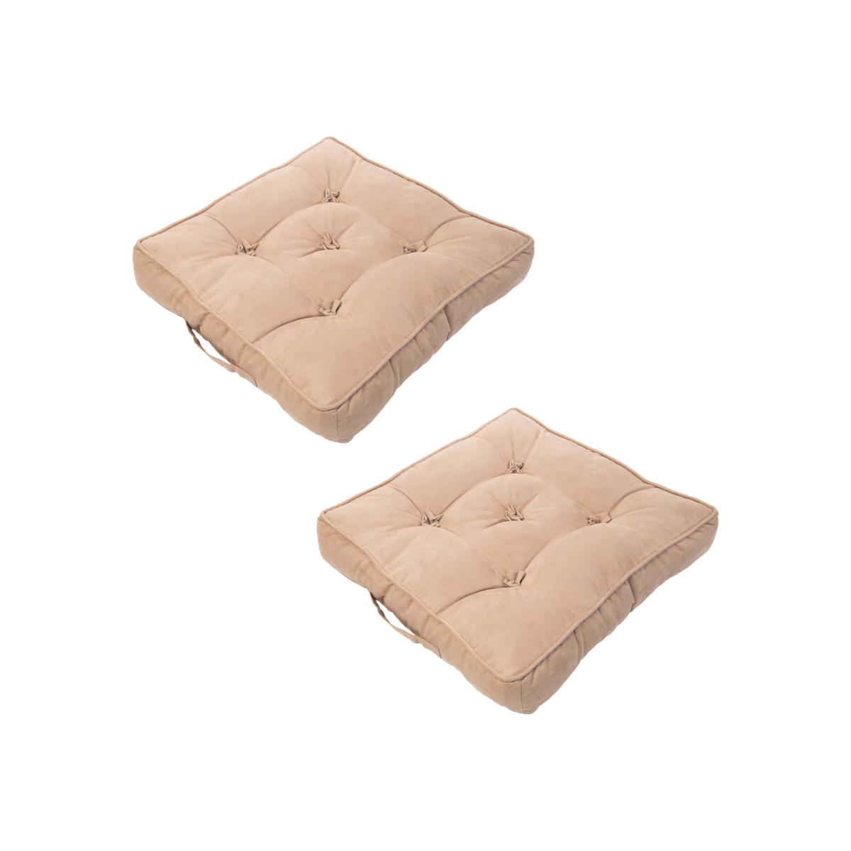Tufted Armchair Booster Cushions with Carry Handle - Sand / 2