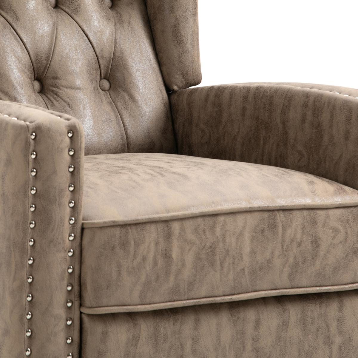 Manual Reclining Armchair with Footrest - Brown – image 2